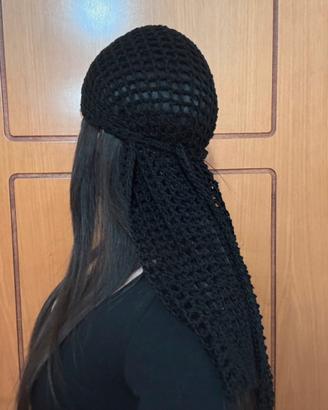 Bandana uncinetto nera a rete-head scarf stile y2k