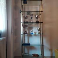 Libreria in cristallo e alluminio