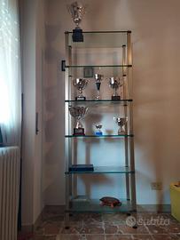 Libreria in cristallo e alluminio