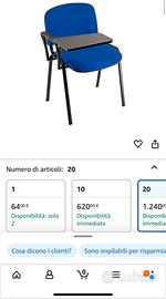Sedie con scrittoio di colore blu