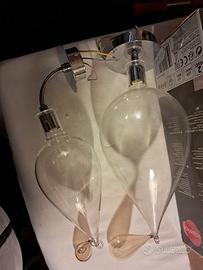 lampadario e lampada vetro con goccia pendente