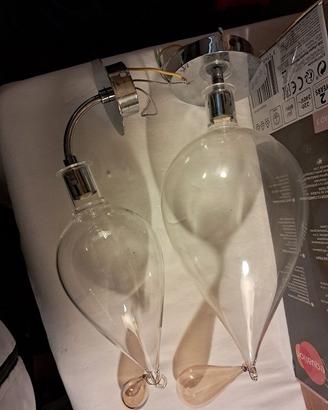lampadario e lampada vetro con goccia pendente