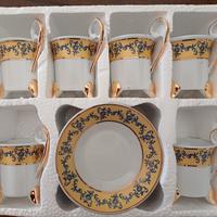 set tazzine caffè con decoro oro e bu