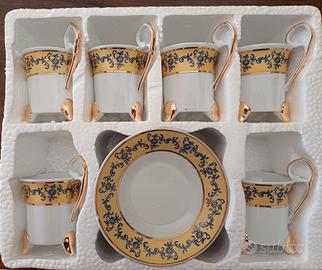 set tazzine caffè con decoro oro e bu