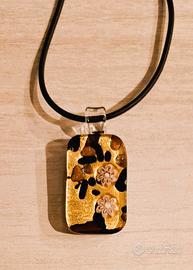 Ciondolo in vetro di Murano color Oro e Nero