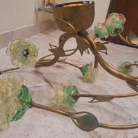 Lampadario e abat-jour Murano e foglia oro