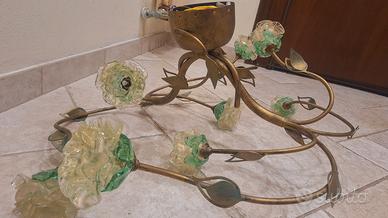 Lampadario e abat-jour Murano e foglia oro