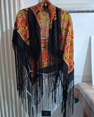 scialle vintage con fantasia multicolore