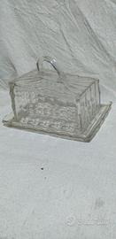 Burriera in cristallo antica con coperchio xxsec