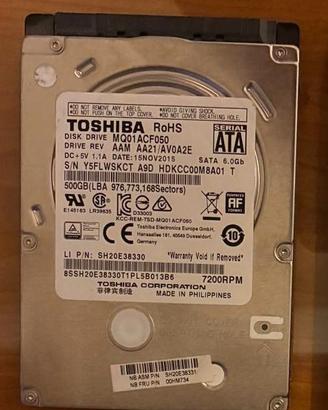 Hard disk Toshiba 500GB 2,5" SATA