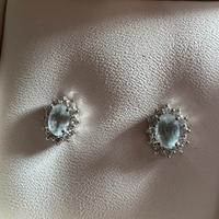 Orecchini Lobo Oro Bianco Acquamarina e Diamanti