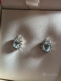 Orecchini Lobo Oro Bianco Acquamarina e Diamanti