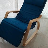 Sedia a Dondolo Blu Notte e Naturale