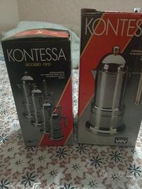 caffettiere espresso in acciaio con manici dorati