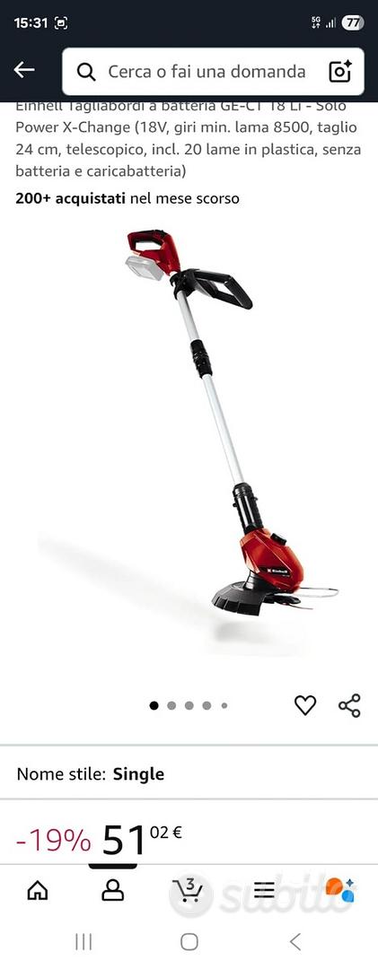 Tagliabordi Einhell GE-CT 18 Li A Batteria - 18V, Lame 24cm, Telescopico, Senza Batteria - Foto 7