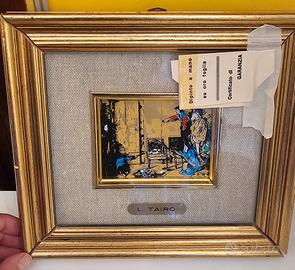 Quadretto dipinto a mano su oro foglia