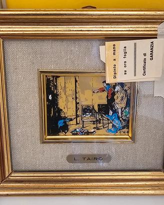 Quadretto dipinto a mano su oro foglia