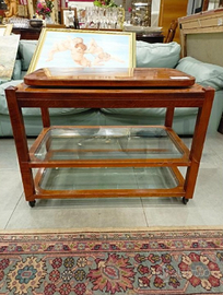 Carrello basso da tv in radica