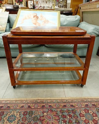 Carrello basso da tv in radica