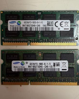 Ram 8GB 2x4GB Samsung DDR3 1333MHz So-Dimm 10600