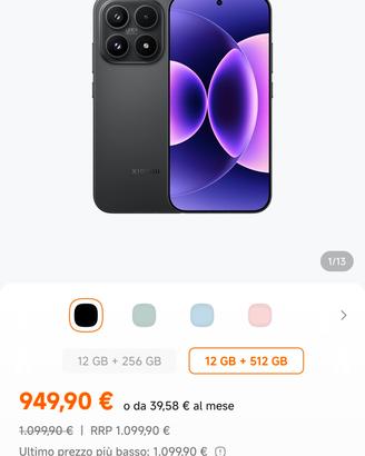 Smartphone Xiaomi 17 5G 12GB RAM-512GB Black NUOVO