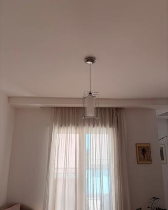 Lampadario vetro e acciaio