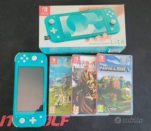 Nintendeo switch lite+3 giochi+scheda sd 128gb
