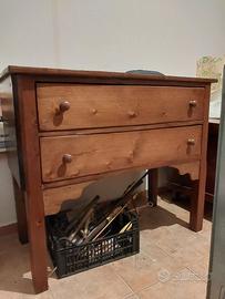 Cassettiera antica in legno 103x120x54