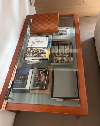 Tavolino salotto legno e vetro moderno design