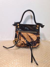 Braccialini animalier and patent leather mini bag
