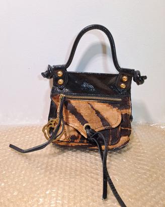 Braccialini animalier and patent leather mini bag