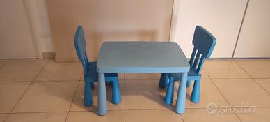 tavolino con due sedie Ikea azzurro 