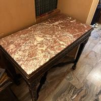 Consolle vintage in legno con piano in marmo