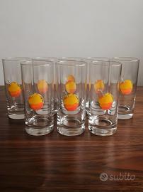 Set di 9 bicchieri vintage in vetro 