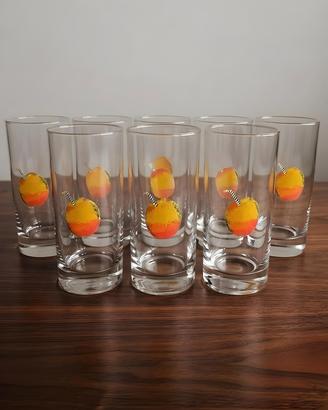 Set di 9 bicchieri vintage in vetro 
