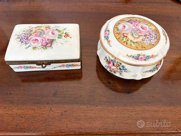 Coppia di portagioie vintage porcellana di Limoges