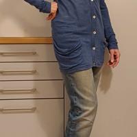 Cardigan Vintage lino Azzurro Tg.L Donna Benetton