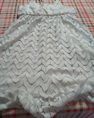 Vestito Copricostume Bianco Pizzo Uncinetto Boho