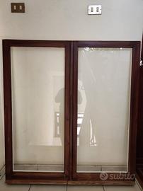  Finestre a 2 ante in legno 4 pezzi+1singola bagno