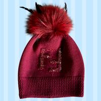 Fendi cappello berretto in lana Ponpon pelliccia