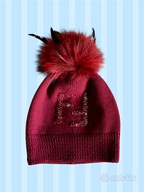 Fendi cappello berretto in lana Ponpon pelliccia