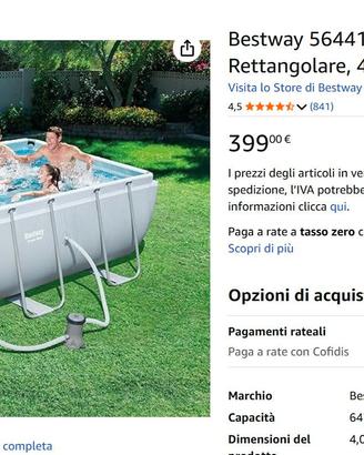 Piscina Bestway 400x200x100con tutti gli accessori