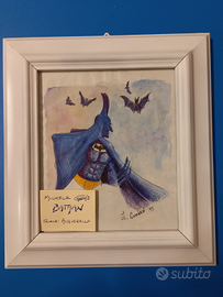 Batman acquerello Condrò pezzo unico cornice vinta