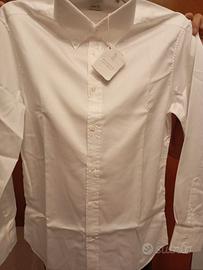 Camisa in lino con colo ala francese brunello cuci