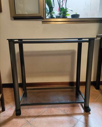 Carrello in vetro e metallo
