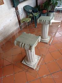Tavolo cristallo colonne in travertino