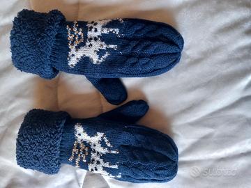 Guanti per bambini di lana con strass e renne