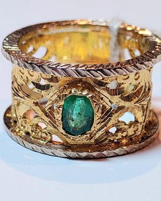 Anello in oro con smeraldo NUOVO