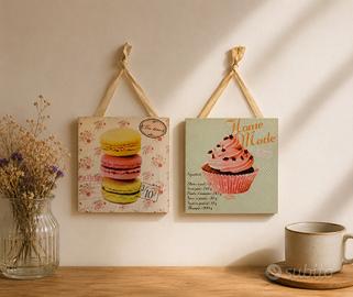 Quadretti decorativi cucina – macarons e cupcake