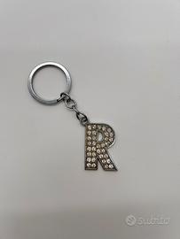 Portachiavi lettera R con strass / brillantini